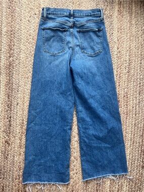 Joe's Jeans Women's Blue Wide Leg Jeans with Raw Frayed Hem